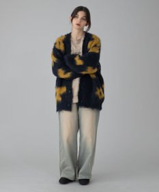 WEGO 【ユニセックス着用ITEM/MLサイズ展開】モヘアタッチパターンカーディガン