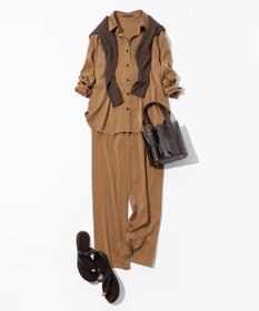 23区 L 【見上愛さん着用/Oggi10月号掲載/洗える】スエーディーサテン ワイド パンツ