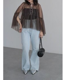 Green Parks リボンチュールデザインブラウス