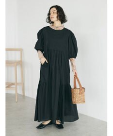 CRAFT STANDARD BOUTIQUE インド綿パフスリーブギャザーワンピース