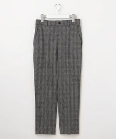 自由区 【撥水加工・洗える】TRギャバ裏起毛チェック柄テーパード パンツ
