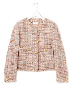 23区 L GIOLICAツイード ノーカラー ボタン ジャケット