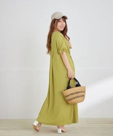 Tiaclasse L 【新色追加・洗える】ワッフルVネックワンピース