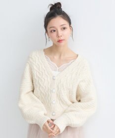 earth music&ecology スラブラメヤーンケーブルカーディガン