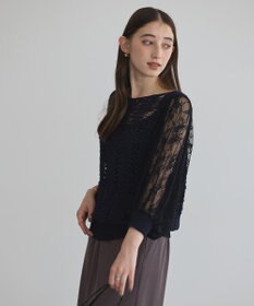 YECCA VECCA 【archive】テープヤーン袖レースプルオーバー