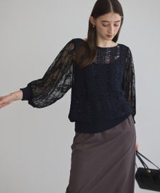 YECCA VECCA 【archive】テープヤーン袖レースプルオーバー