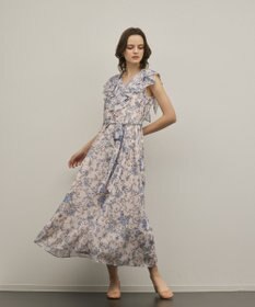 GRACE CONTINENTAL サラサプリントフリルカラーワンピース