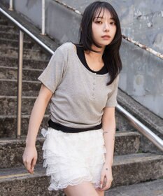 WEGO レイヤードキーネック半袖T