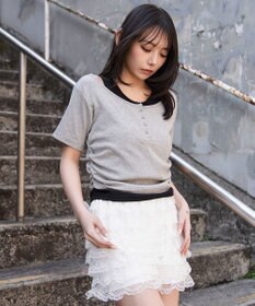 WEGO レイヤードキーネック半袖T