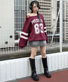 WEGO 【2025年秋冬新作】2WAYグラフィックワンショルBIGニット