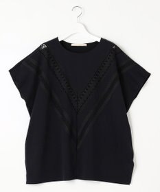 自由区 【洗える・XSサイズあり】レースEDGEフロントレース カットソー