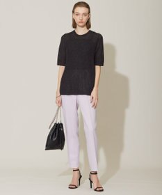 ICB 【WEB限定カラーあり・洗える】 ペーパーブレンドシャインニット 5分袖プルオーバー