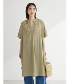 Green Parks 綿麻混スキッパーミニワンピース