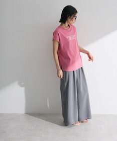 Green Parks 麻調ウエストギャザーフレアワイドパンツ