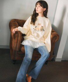 Feroux 【猫カフェMOCHAコラボ】猫ちゃんプリント トレーナー