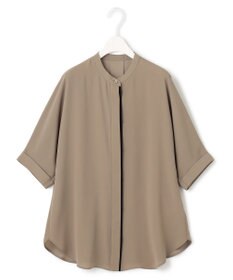 ICB 【接触冷感・UVケア・速乾】BackSatinAmunzen 5分袖バンドカラーブラウス