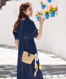 Tiaclasse 【洗える】パフスリーブ配色ステッチワンピース