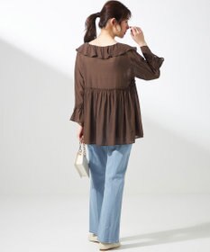 ANY SIS 【洗える】シアーヴィンテージライクラッフル ブラウス