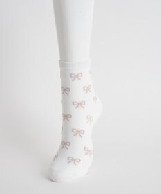 WEGO 総柄リボンクルーソックス
