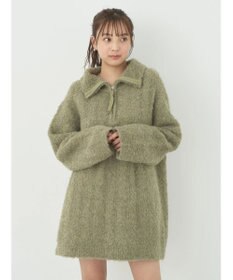 earth music&ecology ブークレハーフジップミニワンピース