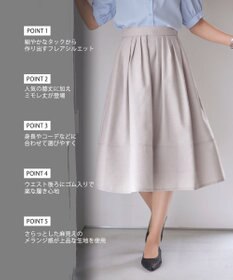 Tiaclasse 【選べる丈】麻調タックフレアスカート