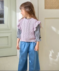 ANY KIDS ハート ケーブル ニット ベスト