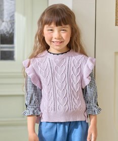 ANY KIDS ハート ケーブル ニット ベスト