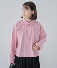 Green Parks イージーケアショート丈ストライプシャツ