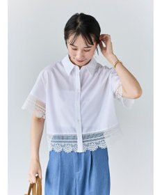 Te chichi レースヘムクロップトシャツ