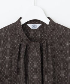 J.PRESS LADIES S 【洗える】ドットデシンプリント ボウタイ バンドカラー ブラウス