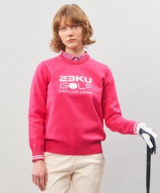 23区GOLF 【WOMEN】【ウォッシャブル】ロゴインターシャ ポリエステルニット
