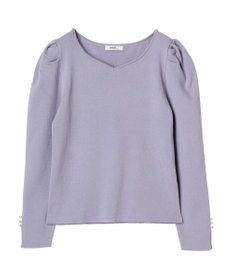 earth music&ecology ハートネック袖パールニットプルオーバー