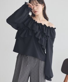 earth music&ecology フリルオフショルブラウス