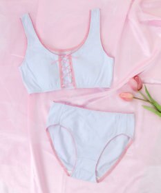 WEGO 【ハーフトップ＆ショーツセット】Liliane　Ciel　　レースアップリボン