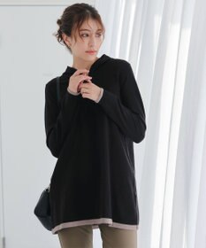 Tiaclasse 【洗える】配色フーディーニットチュニック