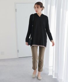 Tiaclasse 【洗える】配色フーディーニットチュニック