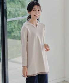 Tiaclasse 【洗える】配色フーディーニットチュニック