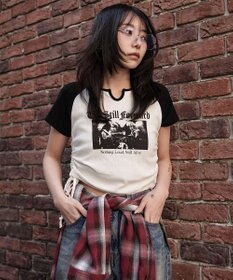 WEGO キーネックサイドレースアップちびT