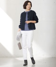 J.PRESS LADIES ストライプジャージー ピンタック カットソー