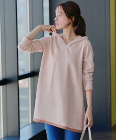 Tiaclasse 【洗える】配色フーディーニットチュニック