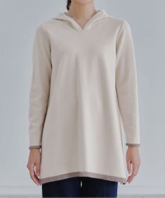 Tiaclasse 【洗える】配色フーディーニットチュニック