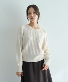 YECCA VECCA 金釦ミニケーブルニット