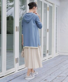 Tiaclasse 【洗える】配色フーディーニットチュニック