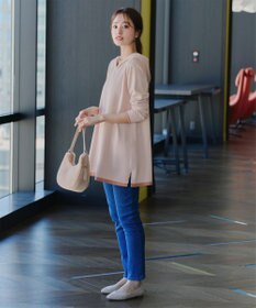 Tiaclasse 【洗える】配色フーディーニットチュニック