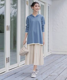 Tiaclasse 【洗える】配色フーディーニットチュニック