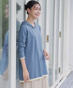 Tiaclasse 【洗える】配色フーディーニットチュニック