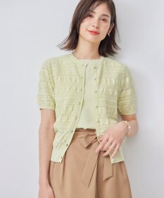 組曲 【WEB限定カラーあり】コットンポリエステル 編み柄カーディガン