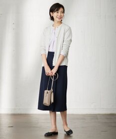 J.PRESS LADIES L ピンストライプジャージー バンドカラー スキッパー カットソー