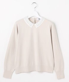 J.PRESS LADIES L レーヨンストレッチ 刺繡襟 ニット