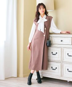 Feroux 【洗える】バイカラートリム ジャンパースカート